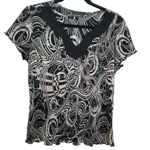 Brittany Black Women's Micro Pleated Stretchy, Sequined Black/Tan Top L